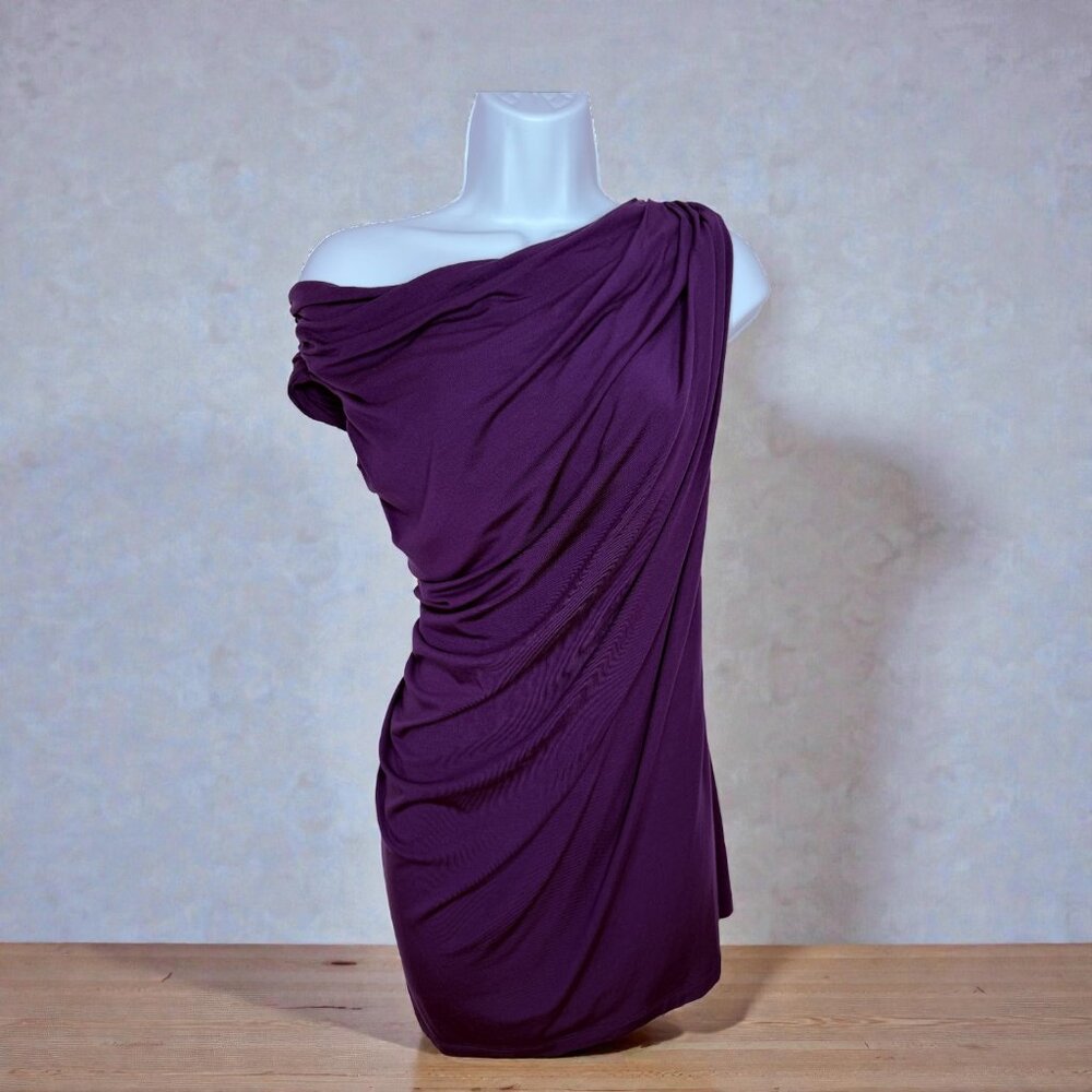 Tart “Selita” Drop-Shoulder Draped Asymmetrical Top – Berry Purple – Size Small